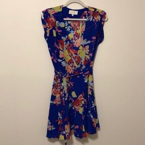 Yumi Kim Soho Mixer Floral Wrap Dress in Dodger Blue Silk